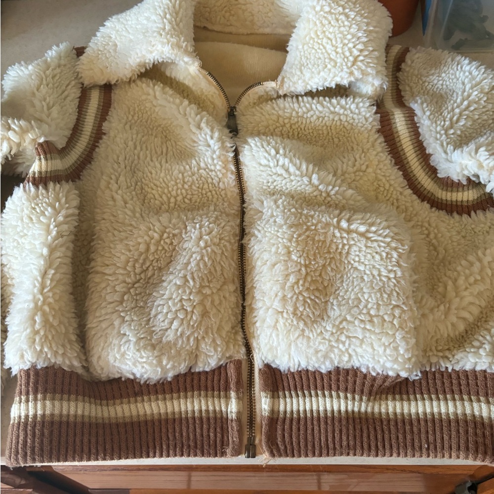 Cozy Cream and Brown Sherpa Vintage Jacket